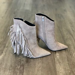All Saints Izzy Suede Fringe Stiletto Bootie